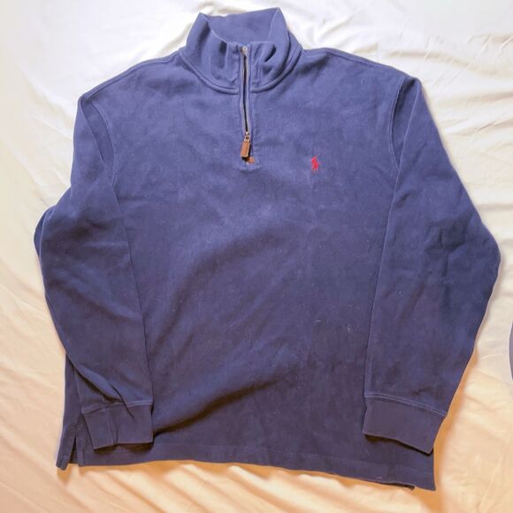 Polo Ralph Lauren  Men  Navy Blue Pullover Quarter Zip XL Preppy Old Money - Picture 1 of 6